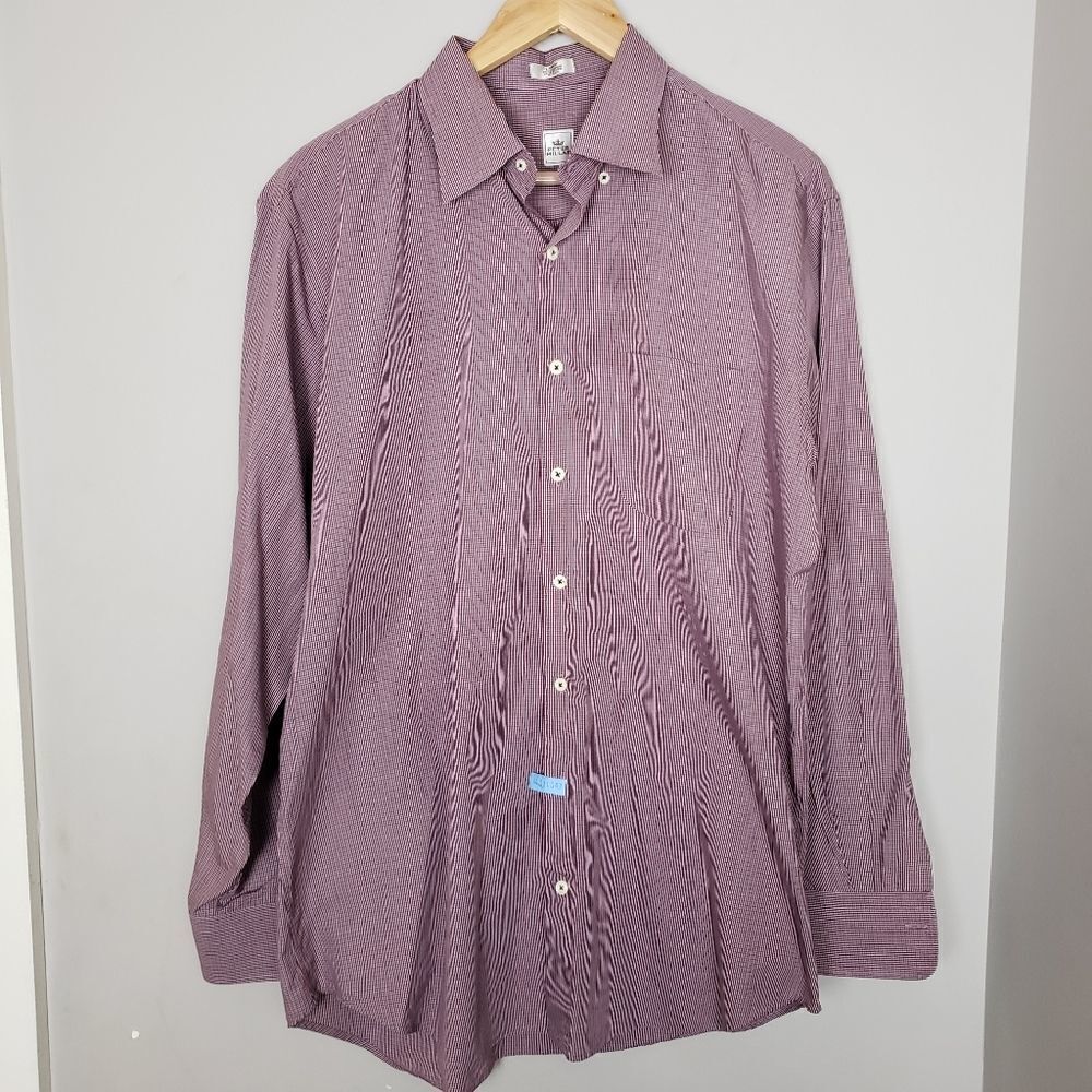 Peter Millar Red Button Down Checkered Shirt Large